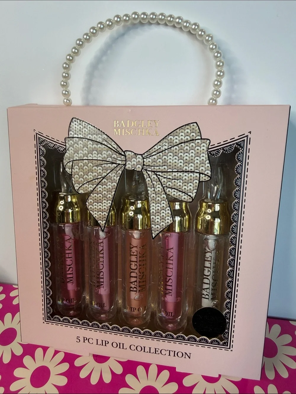 Badgley Mischka Pink and Clear‎ 5-Piece Lip Oil Set
